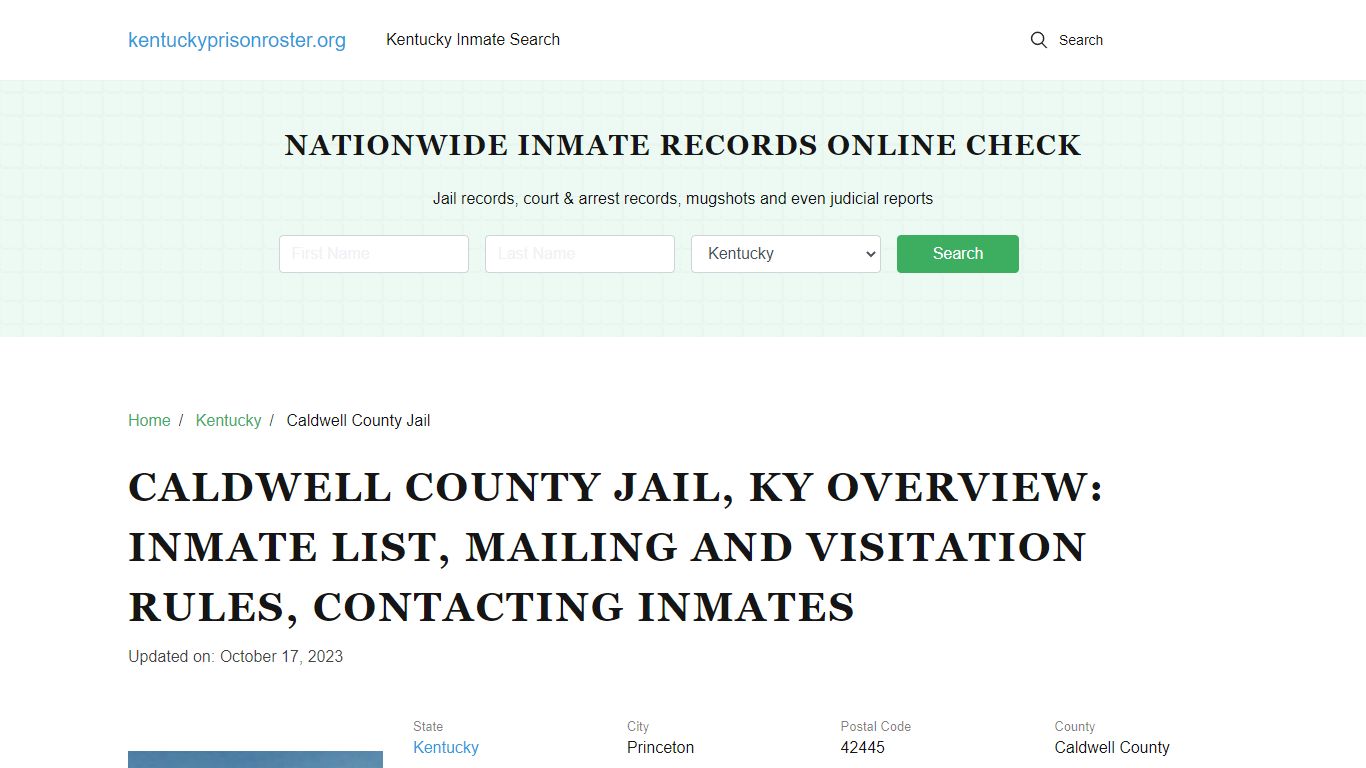 Caldwell County Jail, KY: Offender Search, Visitation & Contact Info